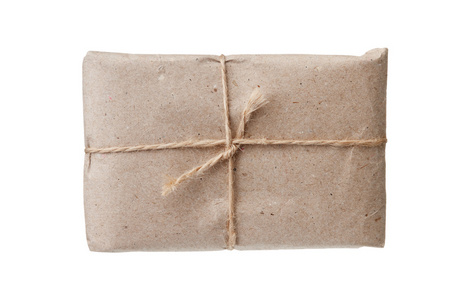 包裹在棕色牛皮纸上的包裹照片