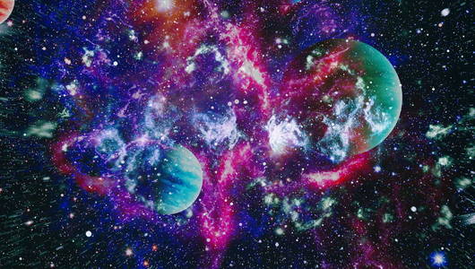 外太空中的行星恒星和星系展示了太空探索的美丽。元素由美国航空航天局装备