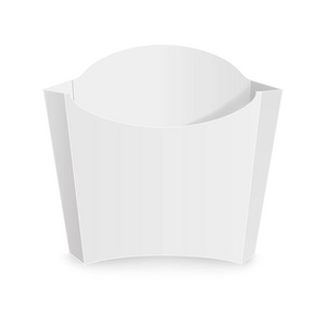 法式薯条白纸盒。快餐。为您的设计准备的向量模拟模板