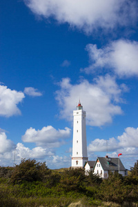 丹麦南部日德兰半岛 Blaavand 海滩灯塔