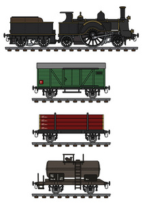 手绘的老式蒸汽火车