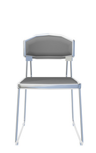 现代简单的灰色金属椅子与白色背部隔离
