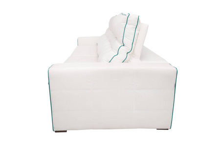 现代沙发白面料与青色细节隔离
