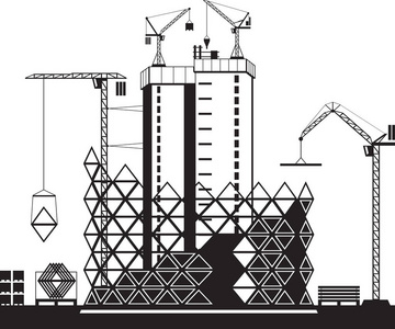 高层建筑的建设矢量插画