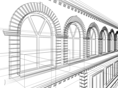 建筑抽象素描图片