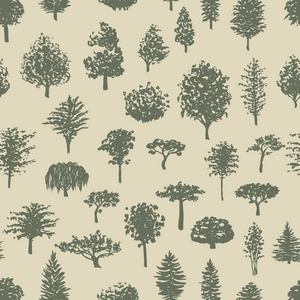森林树木剪影无缝模式