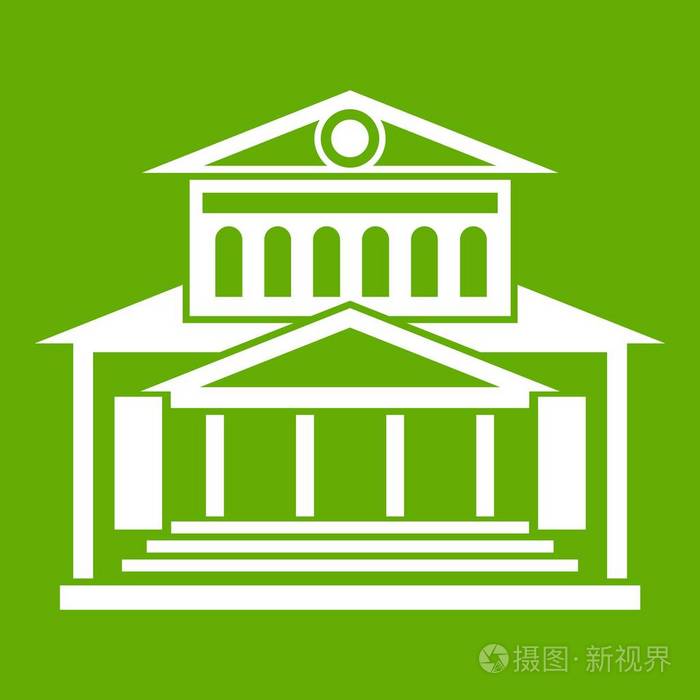 剧院建筑图标绿色