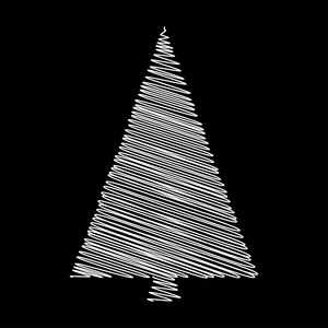 黑色 backgroun 上的圣诞树涂鸦 vectordesign