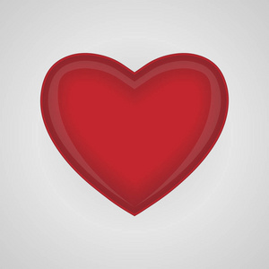 大红色的心脏在白色背景。矢量心脏。情人节剪贴画