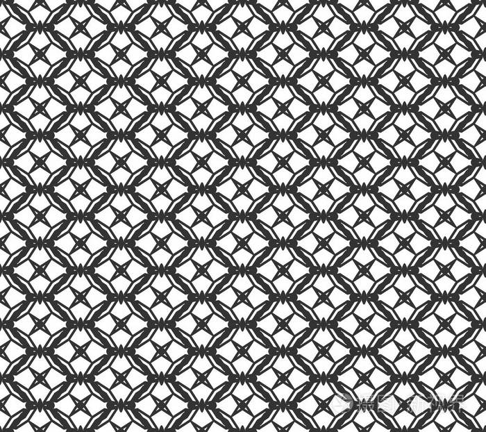 抽象几何无缝图案。重复几何黑白纹理。几何装饰
