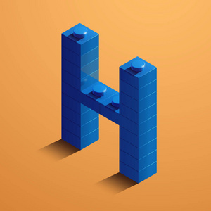 从乐高积木的字母表的3d 等距字母 H。3d 从乐高积木的等量塑料字母