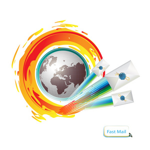 邮件图标与地球图片