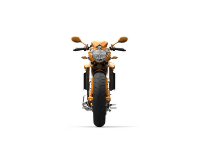 金黄橙色凉快的体育摩托车前面看法