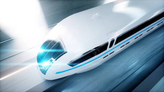 未来现代火车, 单轨列车快速驾驶在科幻隧道, coridor.未来的概念.