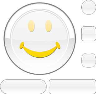 微笑的白色按钮。