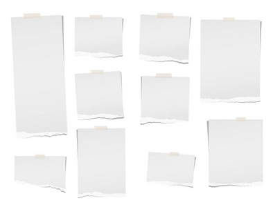 撕裂, 笔记, 笔记本, 抄写在白色背景上粘胶带的文本或信息的纸页