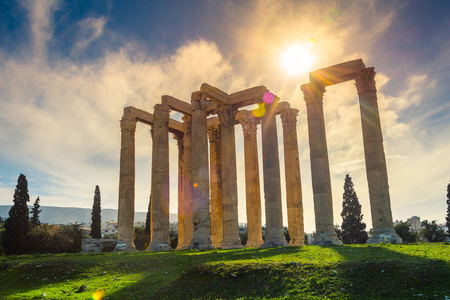 奥林匹亚宙斯神庙 希腊 纳奥斯头 Olimpiou Dios, 也被称为 Olympieion, 雅典, 希腊