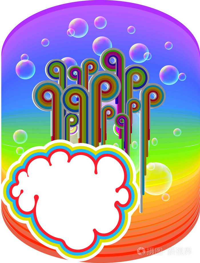 彩色彩虹背景上的气泡