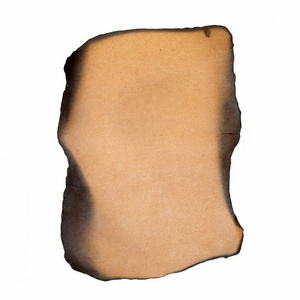 旧的燃烧的棕色纸板孤立的白色背景
