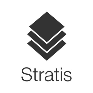 Stratis 硬币字形图标。剪影符号。Cryptocurrency挖掘.负空间。矢量隔离插图