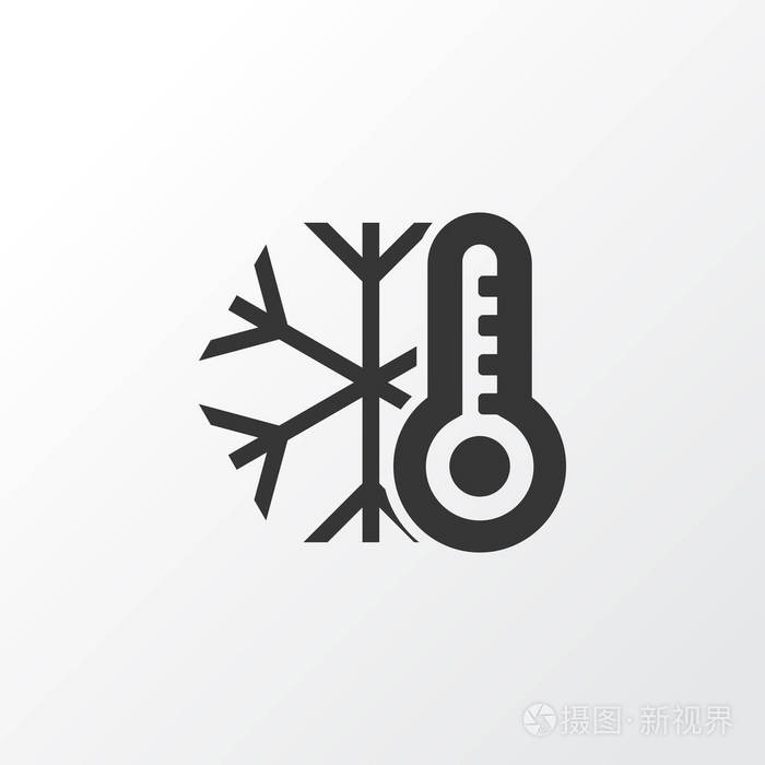 冷图标符号.时尚风格的优质隔离温度计元件