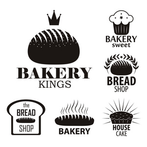 面包店复古设计标志集