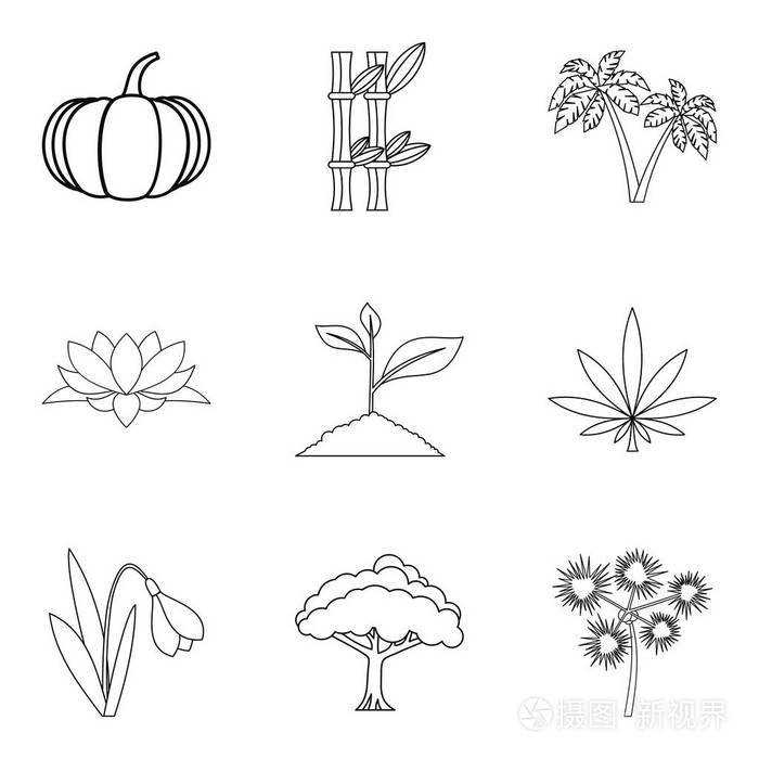 世界植物图标集, 轮廓样式