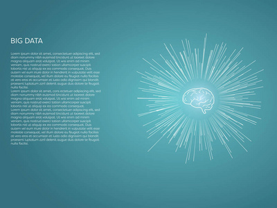 大数据可视化向量概念与大脑作为分析的象征。数据分析, 安全符号