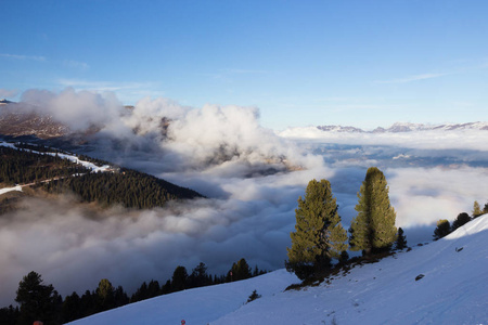 看法阿尔卑斯在 Mayrhofen 滑雪胜地, 蒂罗尔, 奥地利