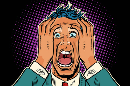 那人在恐惧和惊恐中尖叫插画