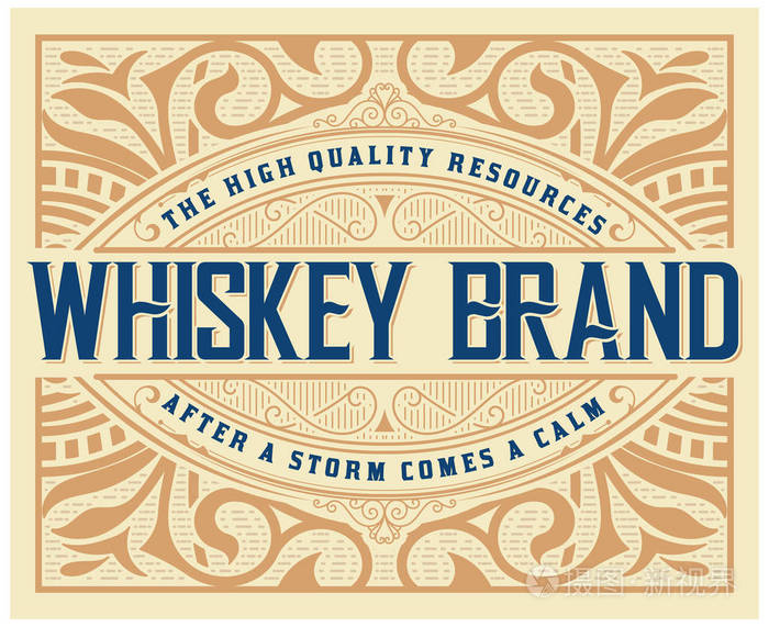 威士忌标签与旧框架。矢量分层