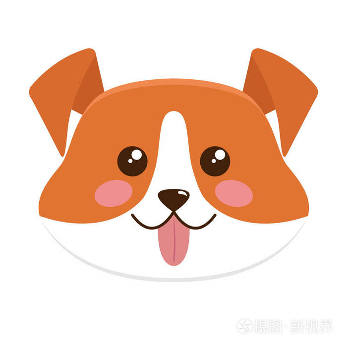 可爱的狗脸矢量插图