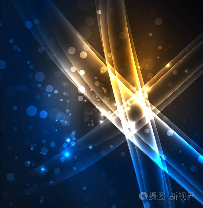 在黑暗中发光波能量线矢量抽象背景