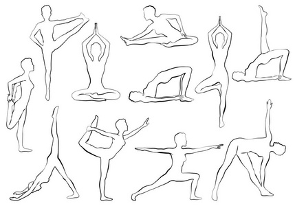 yaga 体式, 妇女做瑜伽或普拉提运动, 放松和冥想照片