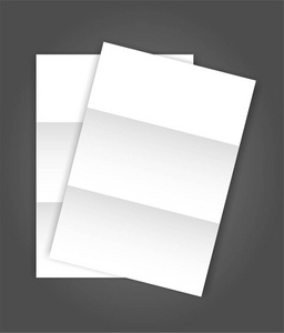 两个空白折叠纸页空白 A4 样机