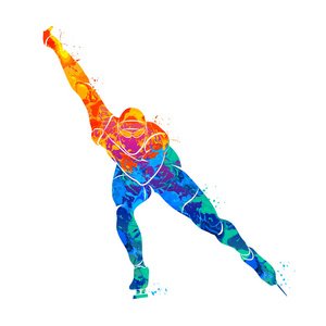 抽象速度滑冰选手照片