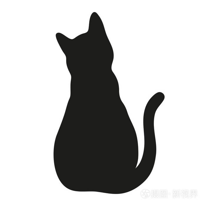 在白色背景上的一只猫的剪影插画 正版商用图片02h07i 摄图新视界