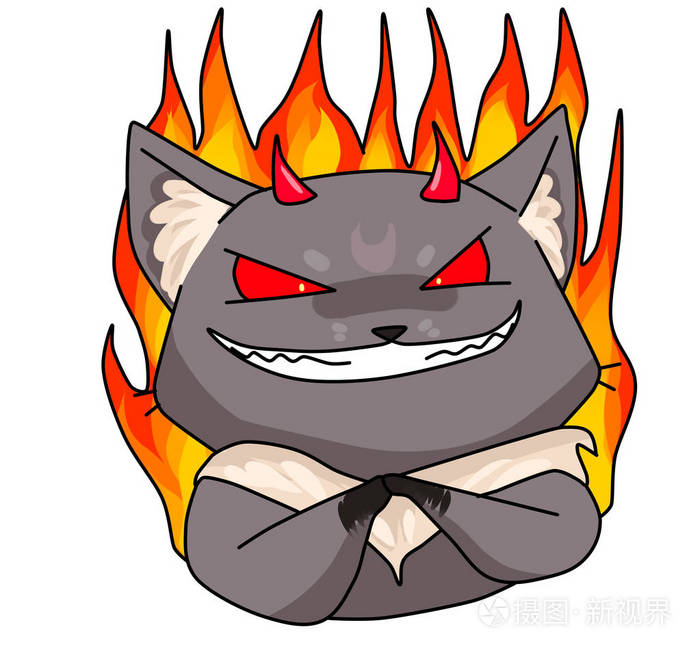 邪恶和狡猾的小猫