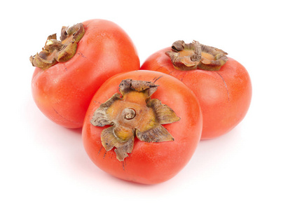 柿子果在白色背景特写摄影图