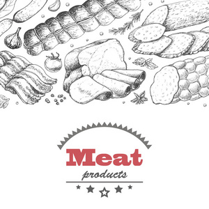 矢量背景与肉类产品图片