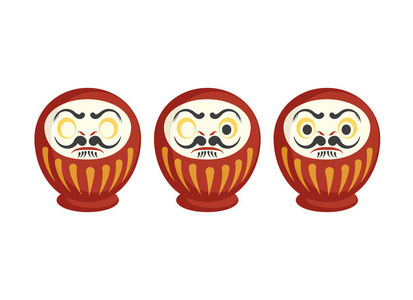 佛法的娃娃三传统日本不倒翁娃娃的扁平矢量集 (一照片