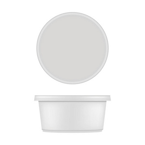 为甜点的圆形塑料浴缸的模拟。在白色背景上隔离的向量