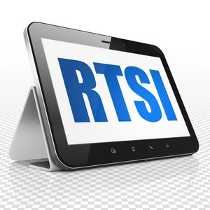 股票市场指标概念 平板电脑与 Rtsi 展出