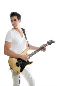 音乐家年轻的弹电吉他图片