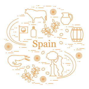 矢量与西班牙在安排的各种符号的插图