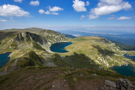 令人惊叹的双胞胎景观, 三叶, 眼睛和肾脏湖泊, 七 Rila 湖泊, 保加利亚