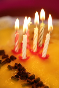 生日蛋糕的蜡烛光金色烛光图片