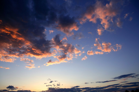 蓝红色夕阳天空背景图片
