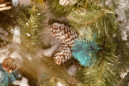 颠簸和 str 冬季的圣诞树上的装饰品