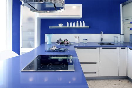蓝白厨房现代室内设计